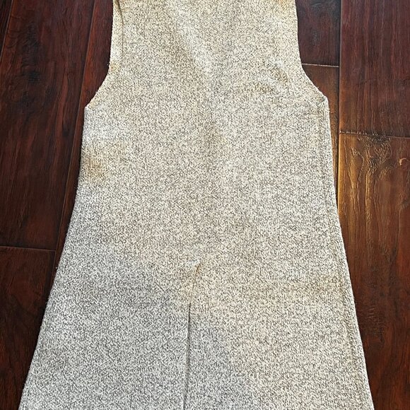 Monteau Los Angeles Beige Heather Oatmeal Collared Long tunic Sweater Vest S - Picture 6 of 8